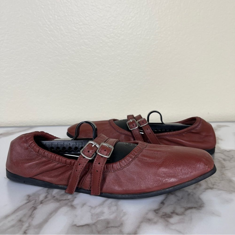 Free People Womens Rust Red Gemini Ballet Leather Slip On Flats NEW Shoes